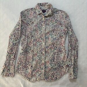 J.Crew Liberty Fabric Shirt Womens 4 Floral Button Down Long Sleeve Medium Top